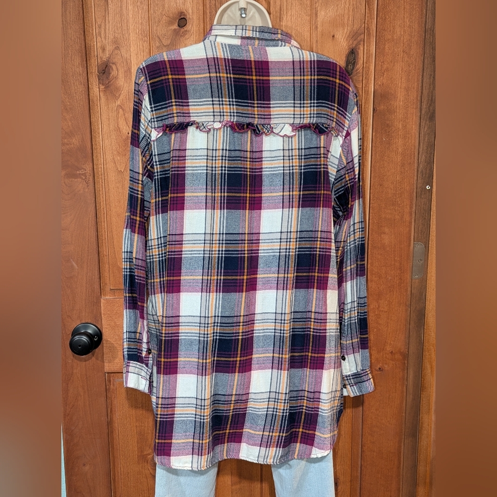 Ruff Hewn Multicolor Plaid Shirt With Ruffles - Picture 3 of 9